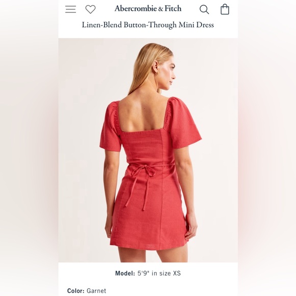 ABERCROMBIE AND FITCH Linen-Blend Button-Through Mini Dress - Picture 2 of 6